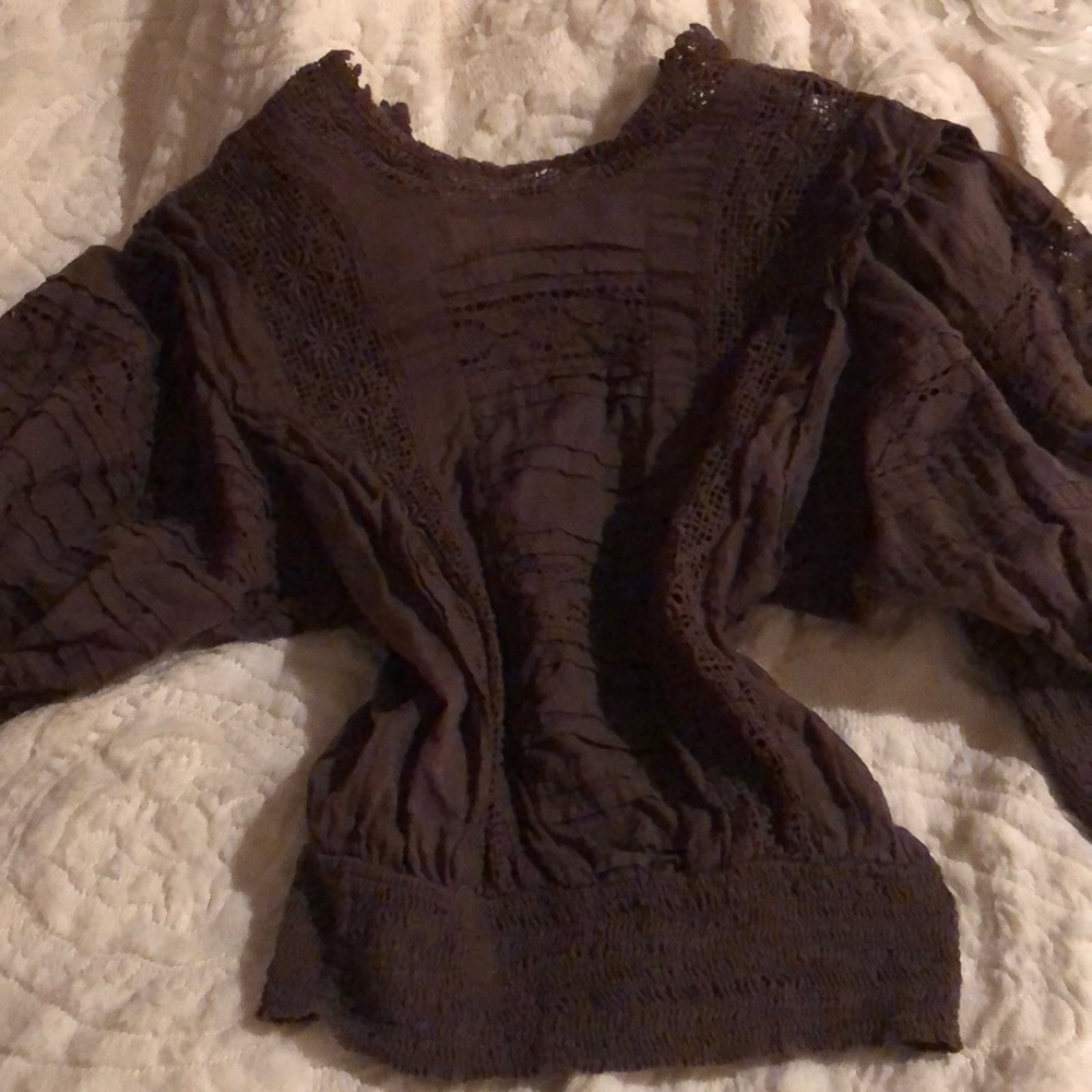 FREE PEOPLE LACE PEASANT DELICATE TOP/ BLOUSE